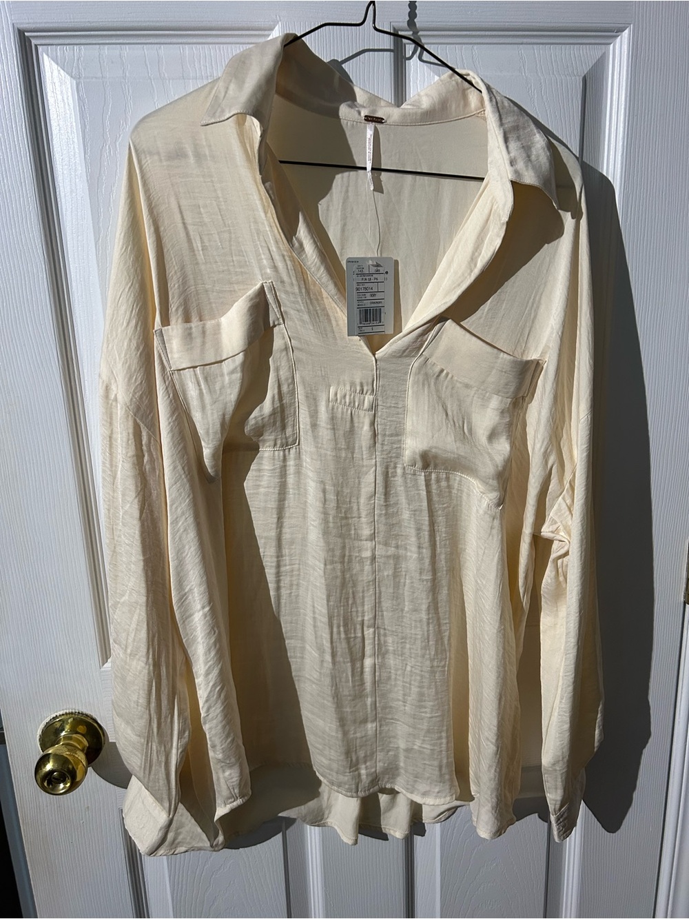 Free People Cream V-Neck Long-Sleeve Tunic